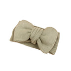 Baby girl wearing chocolate baby headband with oversized bow — Baby Toddler Big Bow Ariel Headwrap Headband Soft