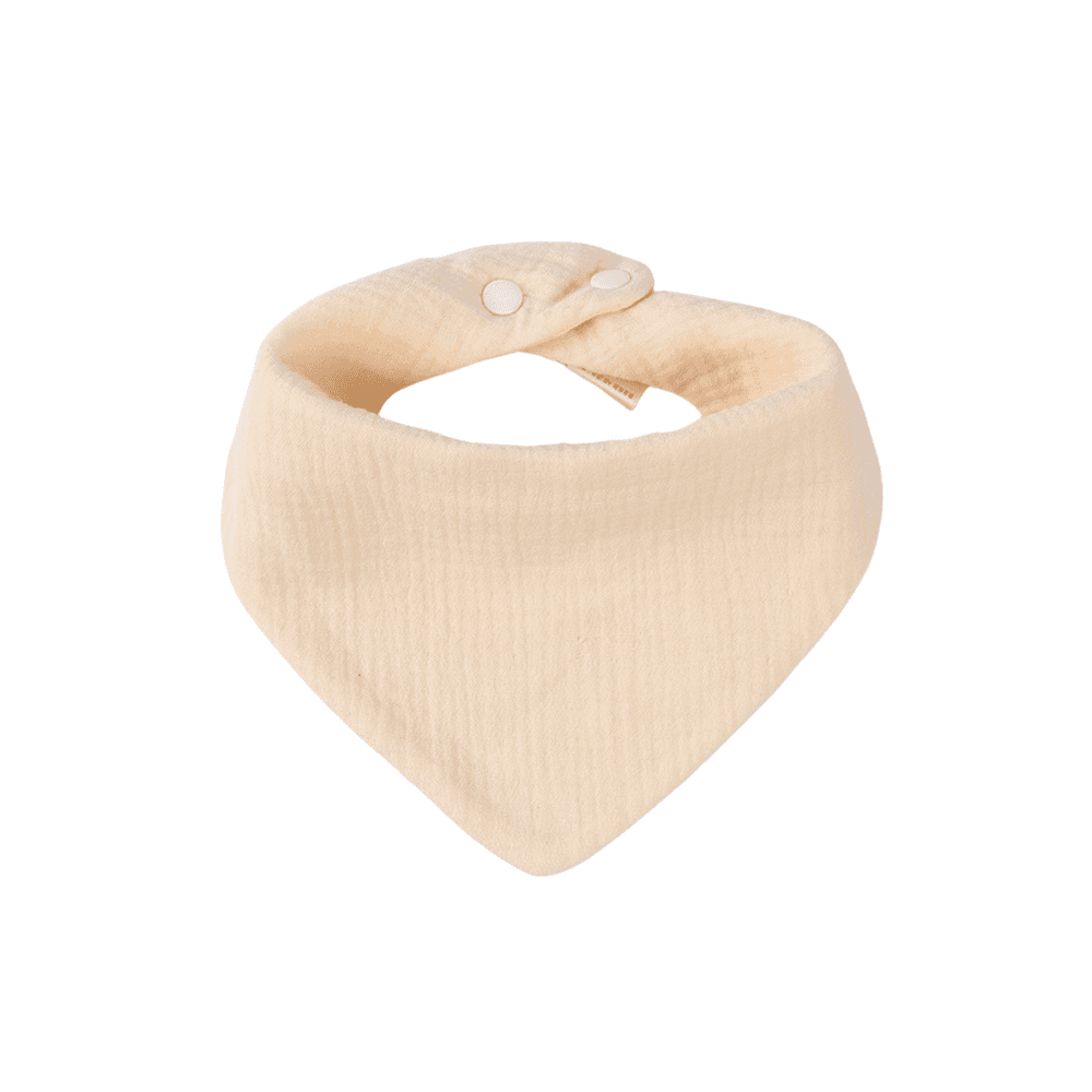 Latte cotton muslin baby bib — Baby Bandana Cotton Muslin Dribble Bib on white background