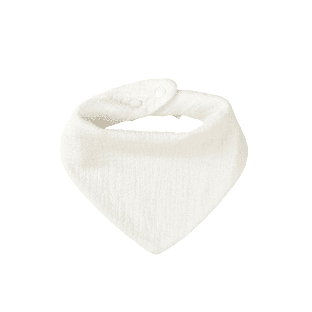 White cotton muslin baby bib — Baby Bandana Cotton Muslin Dribble Bib on white background