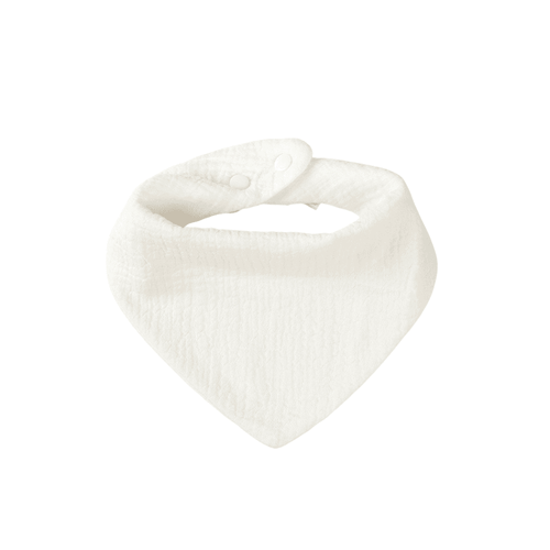 White cotton muslin baby bib — Baby Bandana Cotton Muslin Dribble Bib on white background