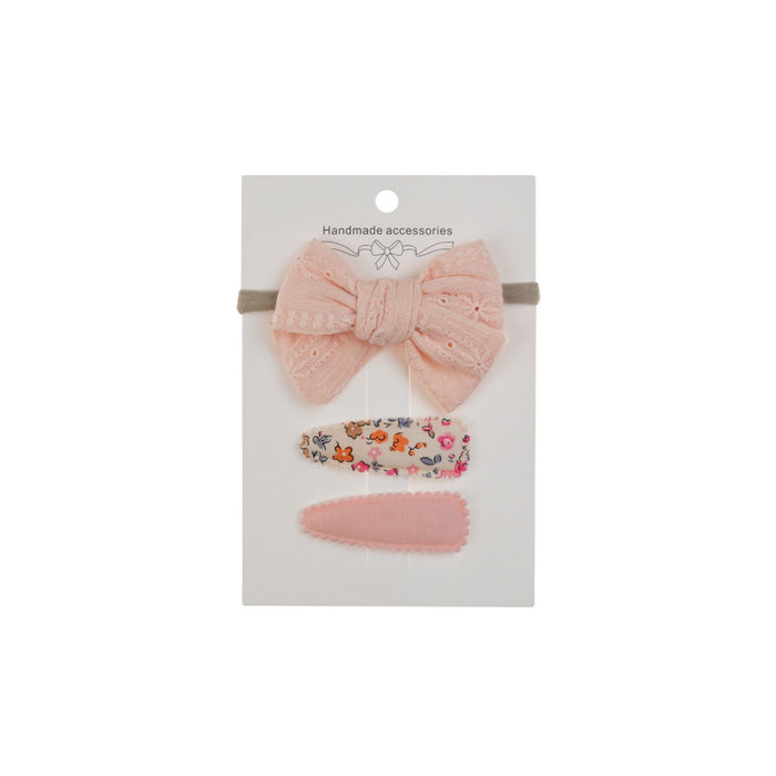 Ballerina Snap Hair Clips & Bow Set in Coral