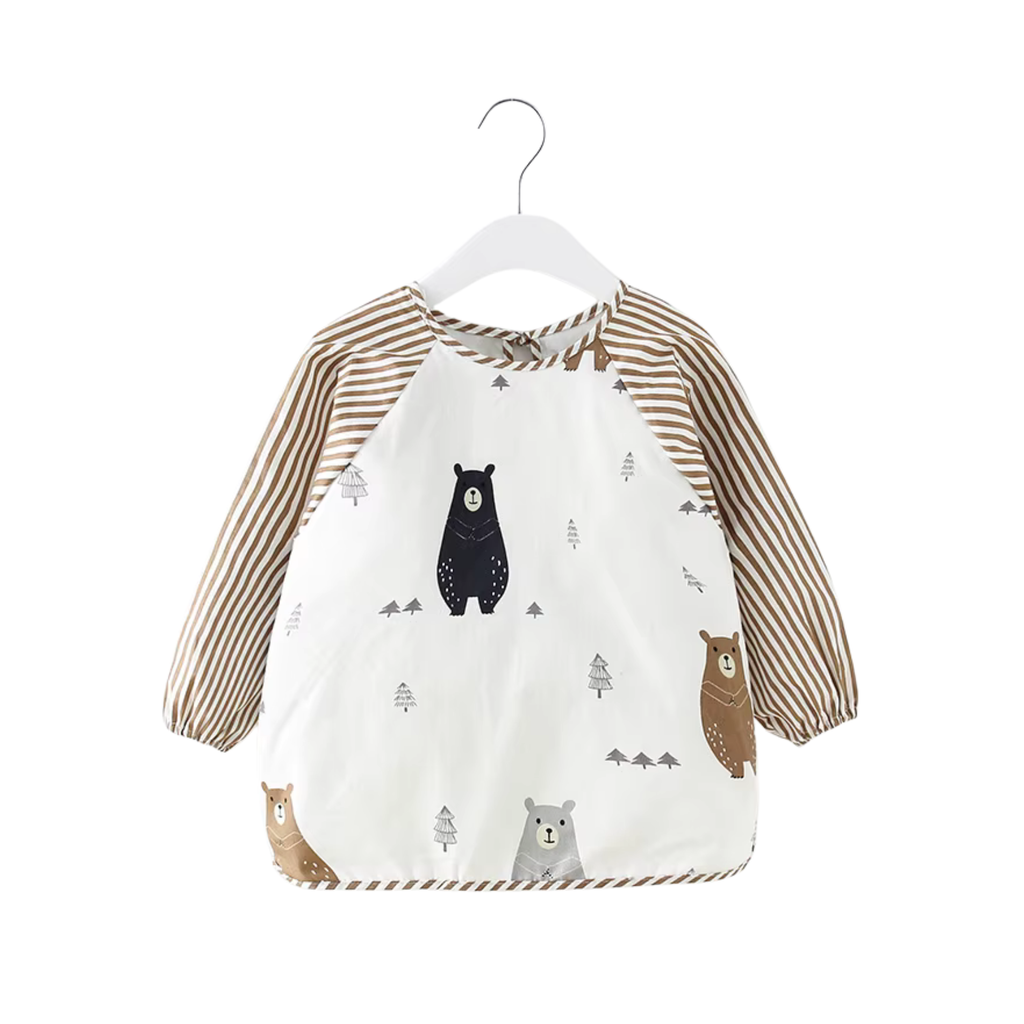 Bear Necessities Everyday Waterproof Baby Smock Bib Long Sleeve