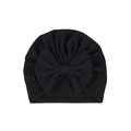 Black ribbed ear detail baby turban with bow detail — Mila Baby Turban on white background