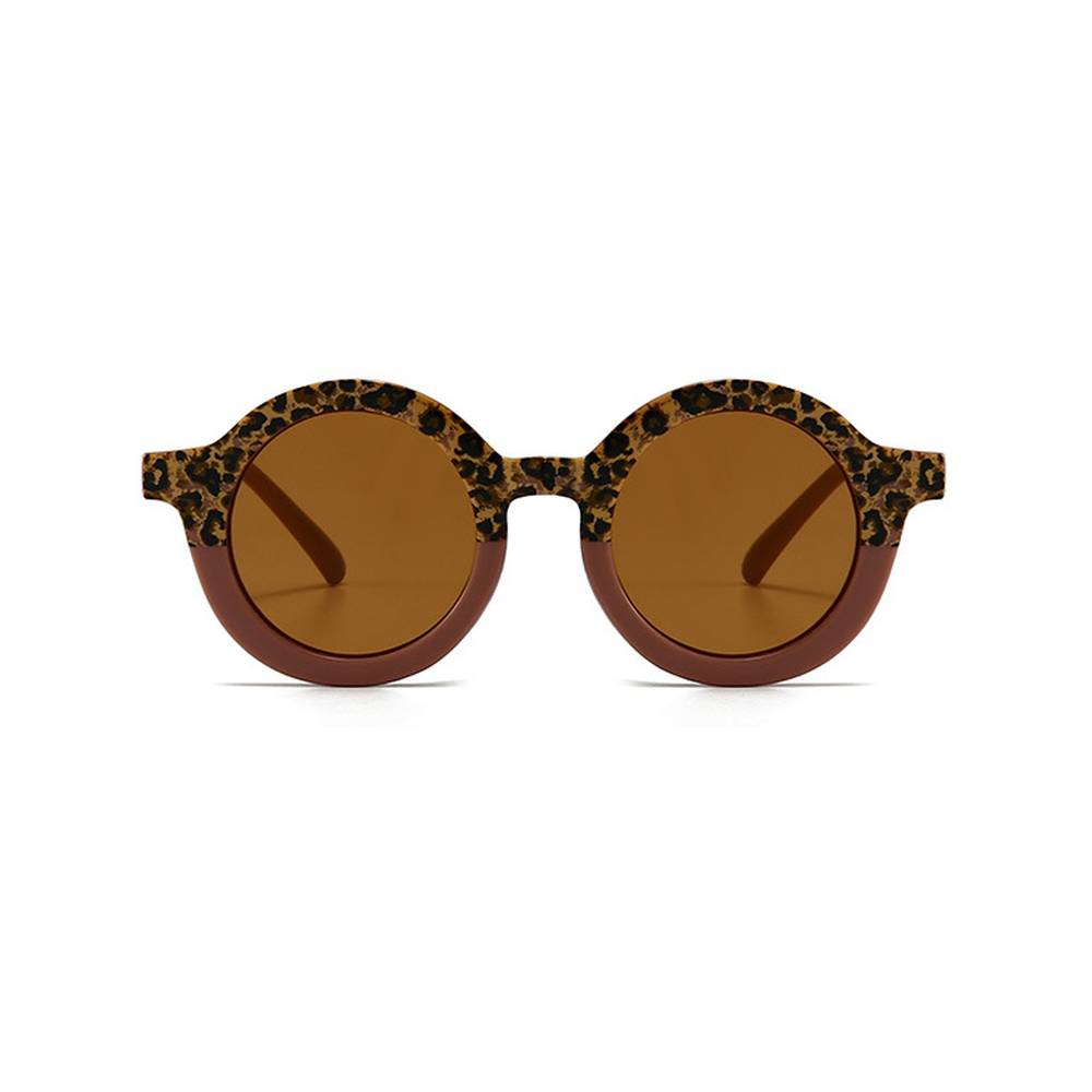Blush Leopard Ava Baby Sunglasses — baby sunglasses side view showing frame shape and lens