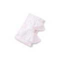 White nylon ear detail baby headband with bow detail — Bowie Double Bow Baby Headband on white background