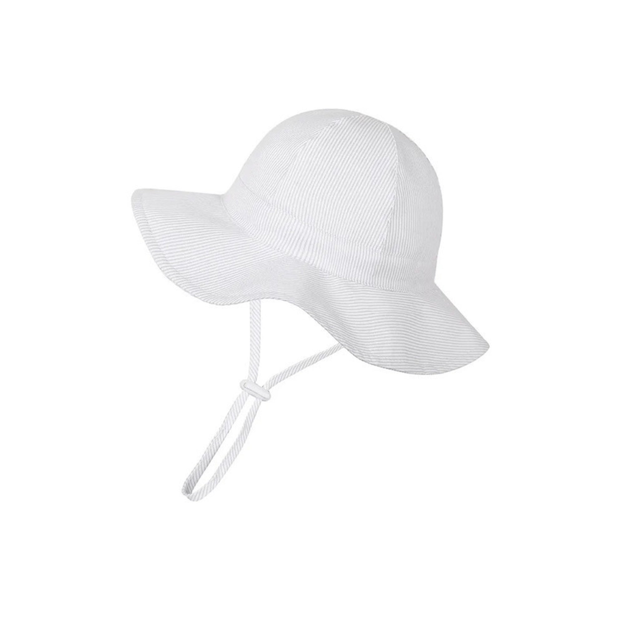 Bright white ear detail baby hat — Wide Brim Baby Sun Hat on white background