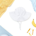 Wide Brim Baby Sun Hat in Bright White — detail shot showing fabric texture and quality
