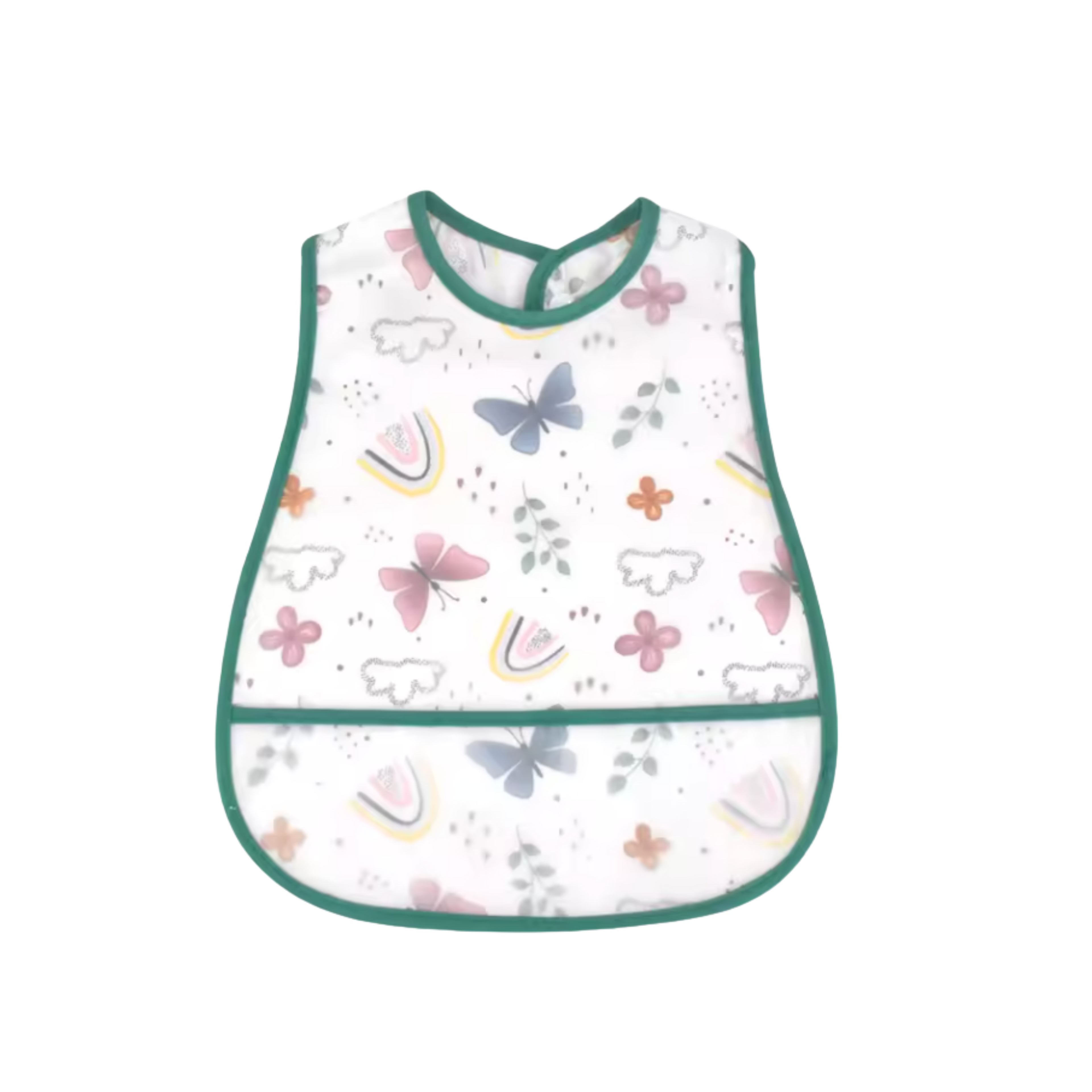 Baby bib — Busy Butterflies Waterproof Baby Smock Bib Short Sleeve on white background