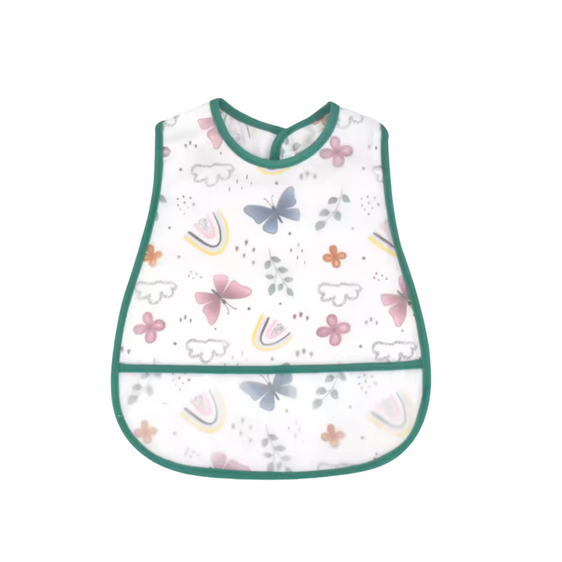 Busy Butterflies Short-Sleeve Waterproof Smock Bib