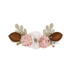 Floral baby headband — Christmas Reindeer Antler Floral Headband for Baby Girls #2 on white background