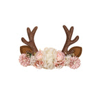 Floral baby headband — Christmas Reindeer Antler Floral Headband for Baby Girls #3 on white background