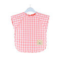 Gingham check baby bib — Pink Gingham Waterproof Baby Smock Bib Short Sleeve on white background