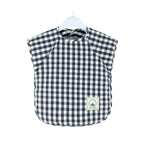 Dark Blue Gingham Waterproof Baby Smock Bib Short Sleeve