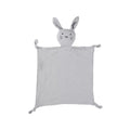 Silver cotton muslin bunny baby comforter — Thumper Bunny Cotton Baby Comforter in Silver on white background