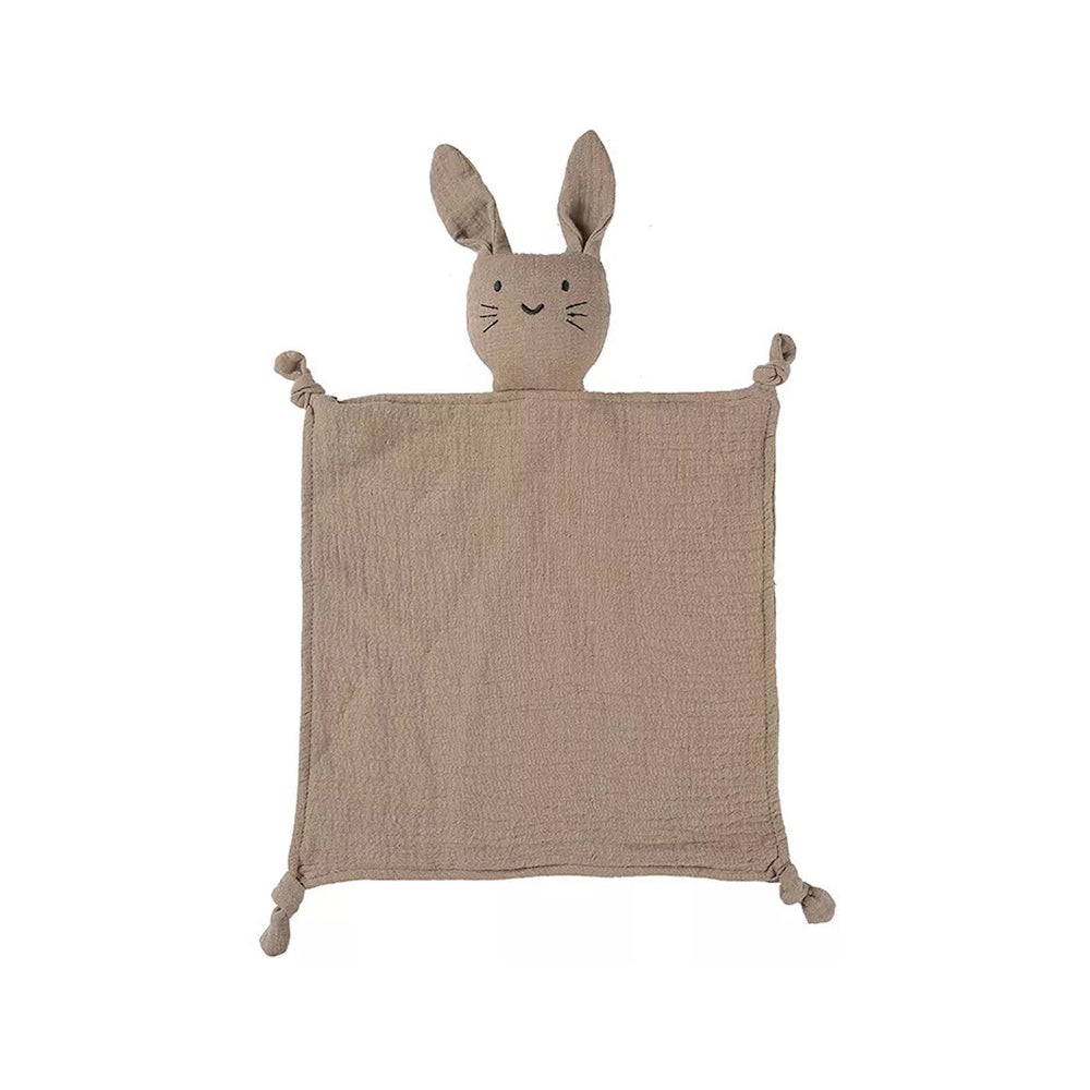 Tawny cotton muslin bunny baby comforter — Thumper Bunny Cotton Baby Comforter in Tawny on white background