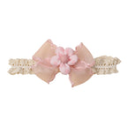 Fairy floss daisy baby headband — Cushion Daisy Crochet Baby Headband on white background