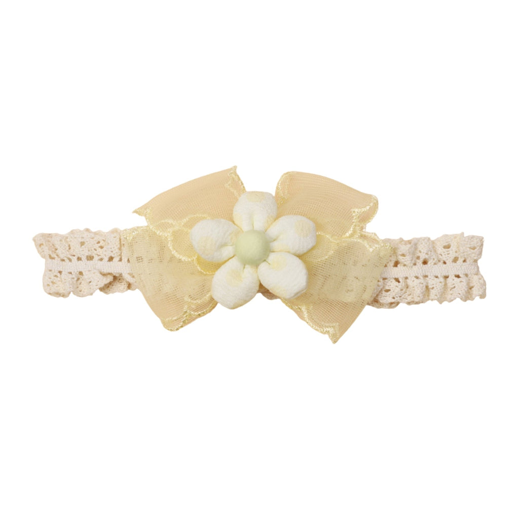 Lemon daisy baby headband — Cushion Daisy Crochet Baby Headband on white background