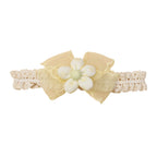 Lemon daisy baby headband — Cushion Daisy Crochet Baby Headband on white background