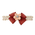 Rouge daisy baby headband — Cushion Daisy Crochet Baby Headband on white background