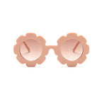 Edna Round Flower in Coral Frame Dark Lens Sunglasses — cat baby sunglasses showing face and soft texture