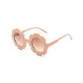 Coral frame dark lens sunglasses floral baby sunglasses — Edna Round Flower on white background