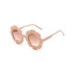 Coral frame dark lens sunglasses floral baby sunglasses — Edna Round Flower on white background