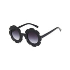 Jet frame dark lens sunglasses floral baby sunglasses — Edna Round Flower on white background