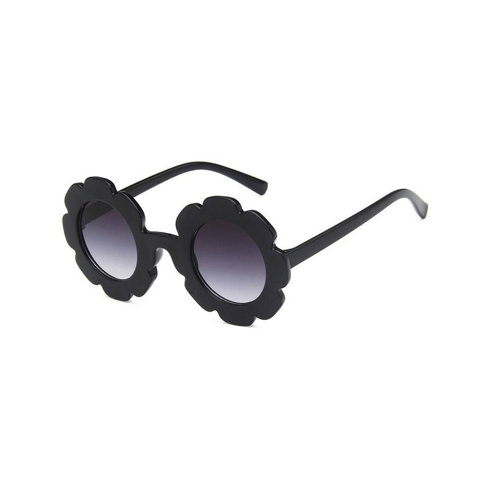 Jet frame dark lens sunglasses floral baby sunglasses — Edna Round Flower on white background
