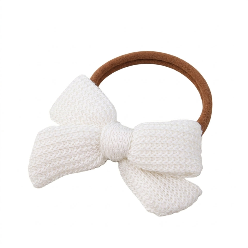 Elsie Knitted Baby Bow Headband White