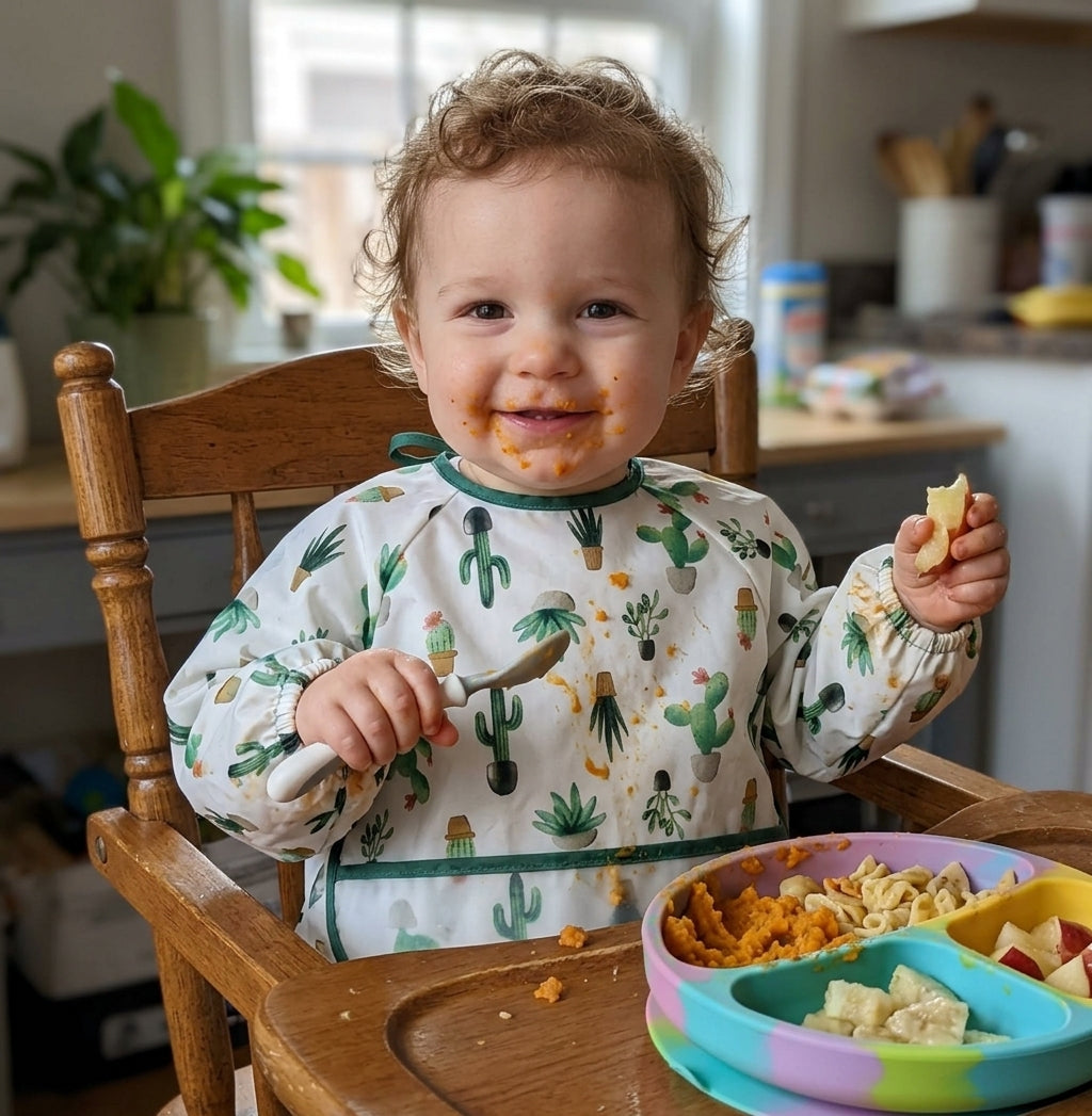 Everyday Print Waterproof Baby Smock Bib, Long Sleeve Cactus Cutie
