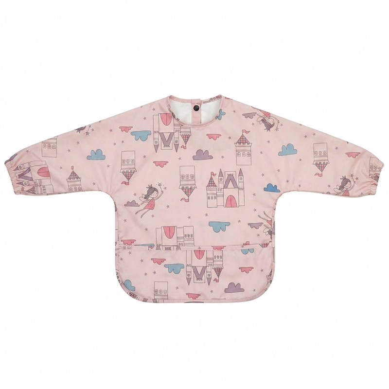 Premium Waterproof Baby Smock Bib Long Sleeve in Fairy Castle