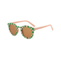 Ear detail baby sunglasses — Green & Tangerine Checkerboard Retro Baby Sunglasses Vintage Patterned Sunnies for Infants