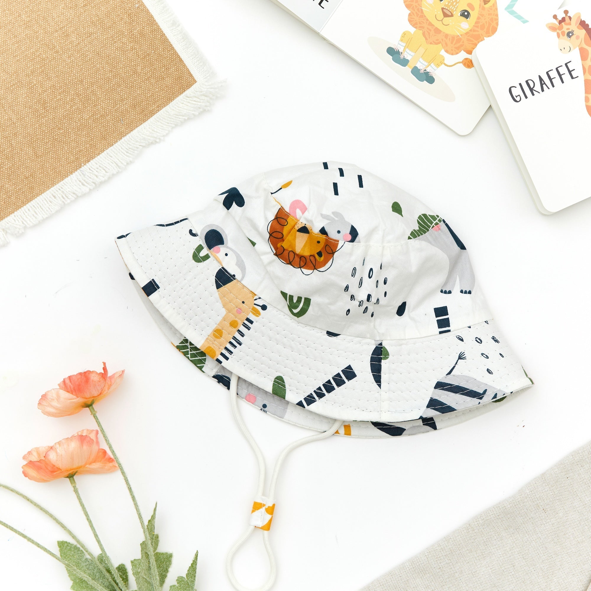 Jungle Pals Baby Bucket Sun Hat — baby hat alternate view