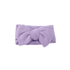 Lilac knit oversized bow baby headband — Winnie Waffle Headband on white background