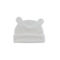 White knit ear detail baby beanie — Little Bear Baby on white background