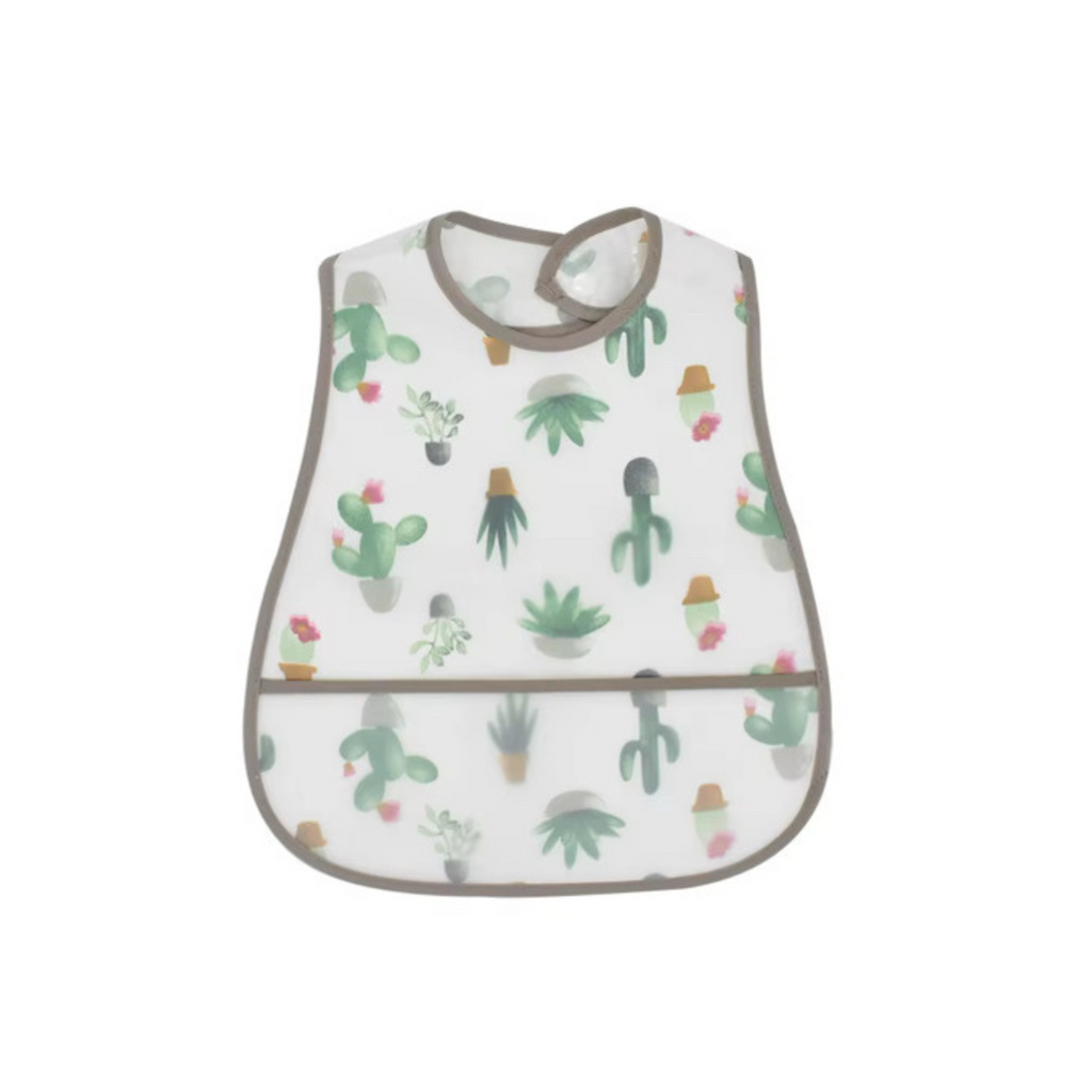 Baby bib — Little Cactus Waterproof Baby Smock Bib Short Sleeve on white background