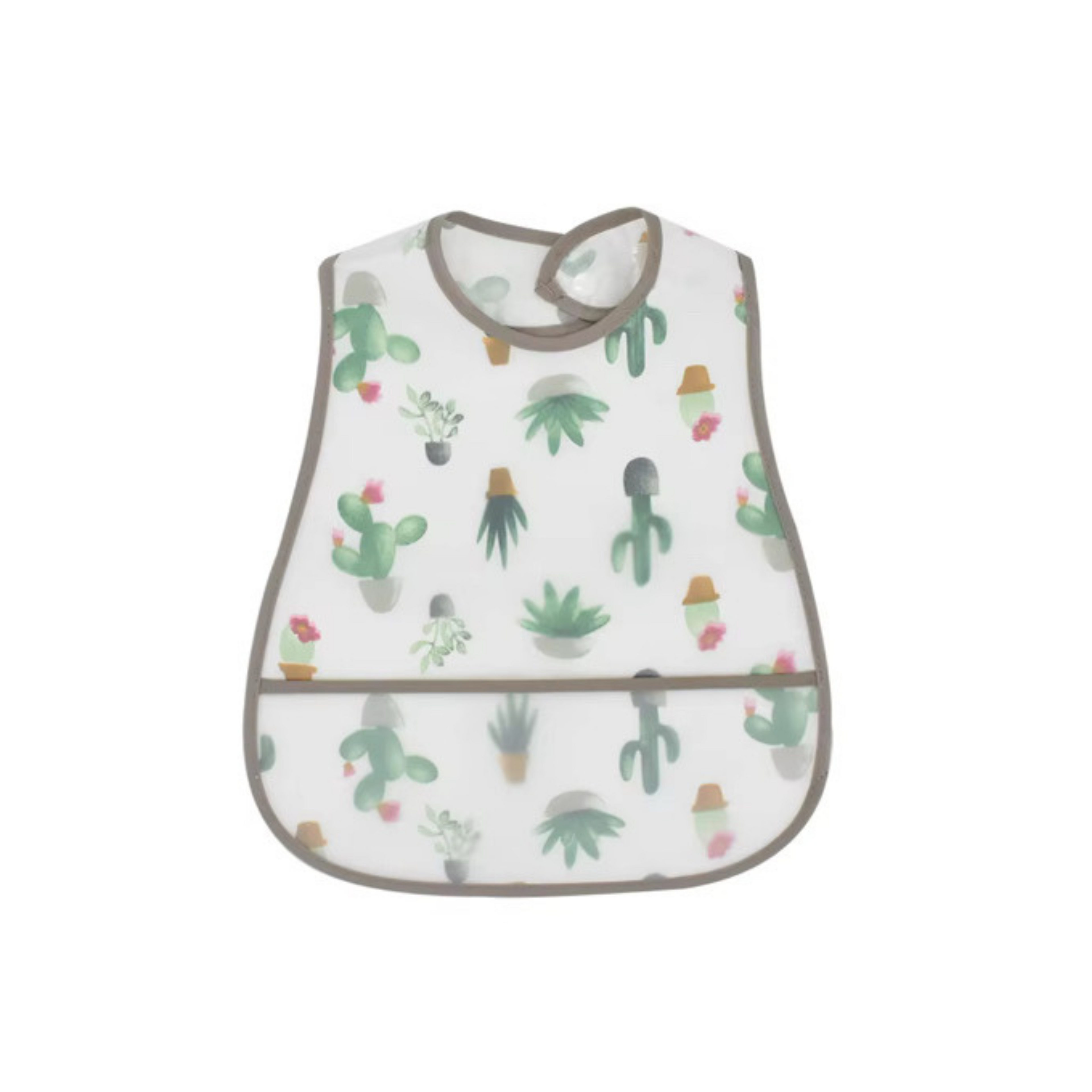 Baby bib — Little Cactus Waterproof Baby Smock Bib Short Sleeve on white background