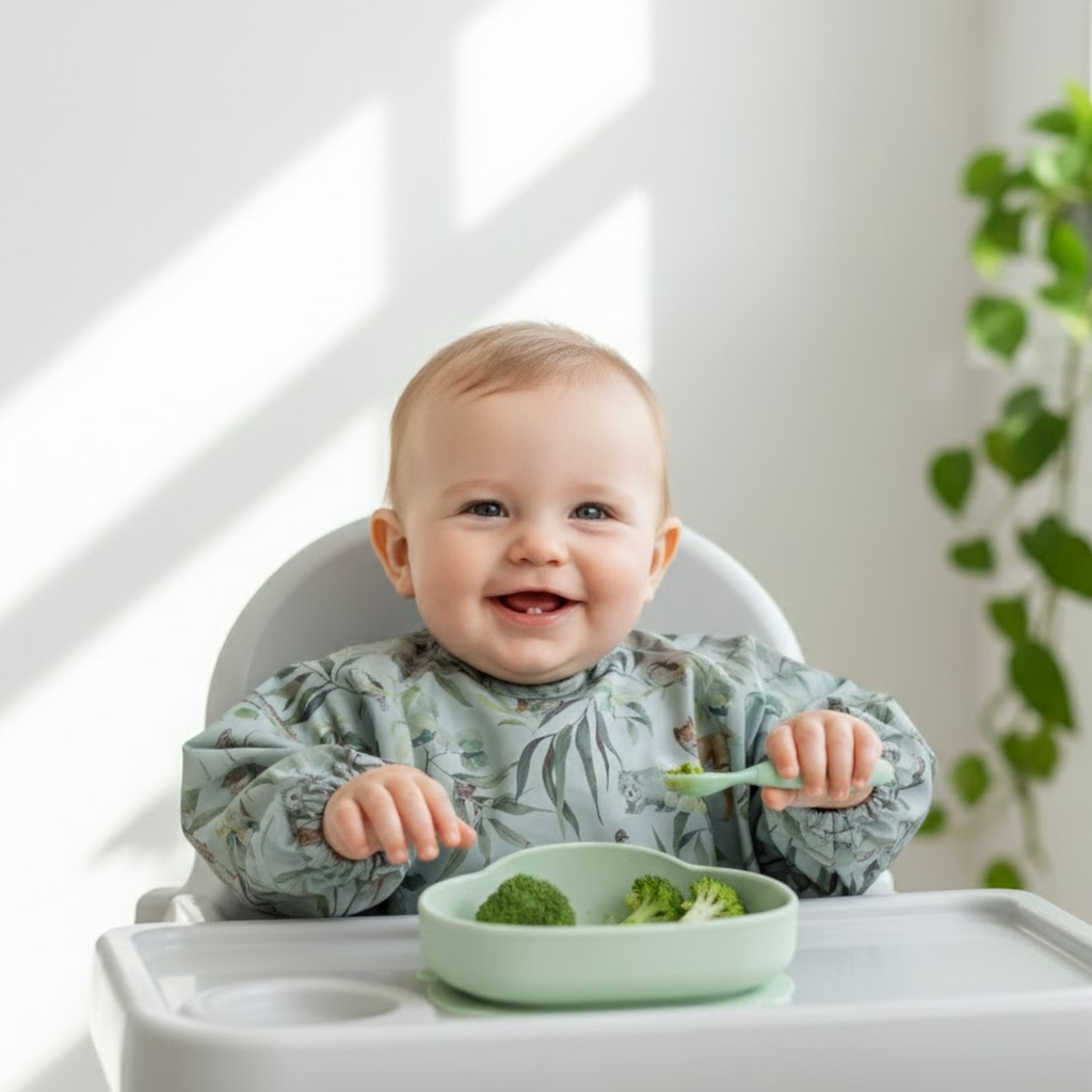 Aussie Tails Waterproof Baby Smock Bib Long Sleeve — detail shot showing fabric texture and quality