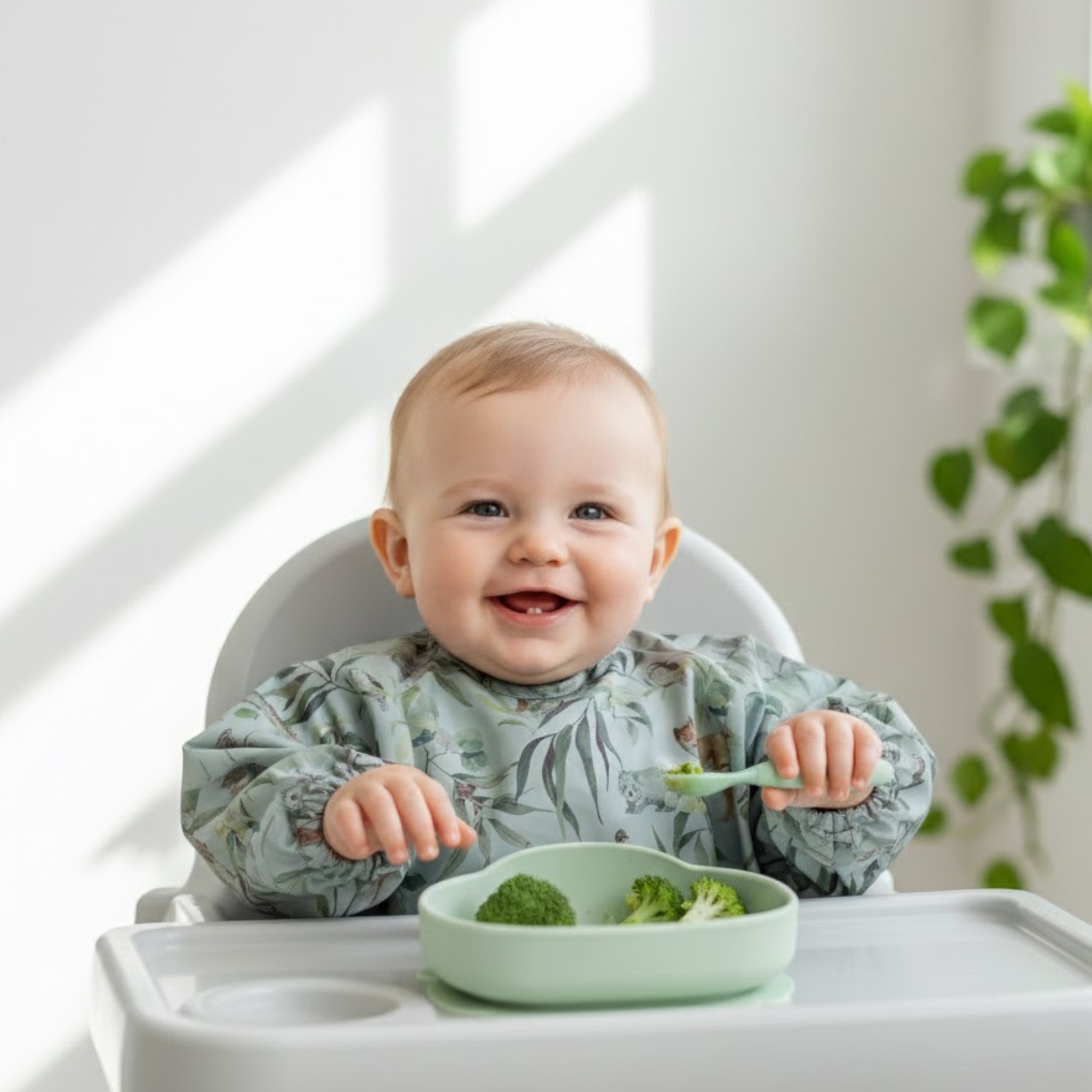 Aussie Tails Waterproof Baby Smock Bib Long Sleeve — detail shot showing fabric texture and quality