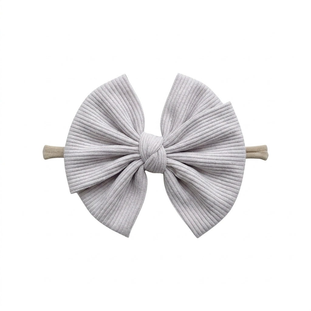 Margot Mini Textured Baby Bow Headband Grey