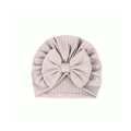 Silver ribbed ear detail baby turban with bow detail — Mila Baby Turban on white background