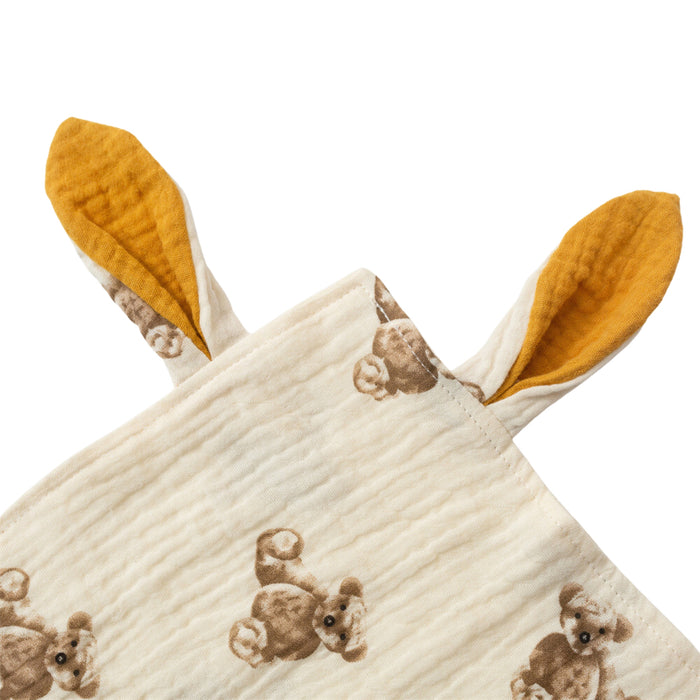 Muslin Cotton Bunny Ears Baby Comforter Blanket in Baby Bears