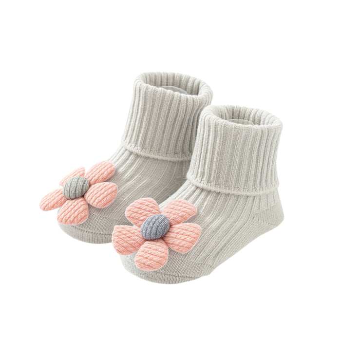 Non-Slip 3D Baby Floor Socks in Grey Daisey
