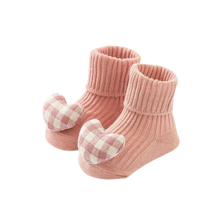 Non-Slip 3D Baby Floor Socks in Pink Hearted