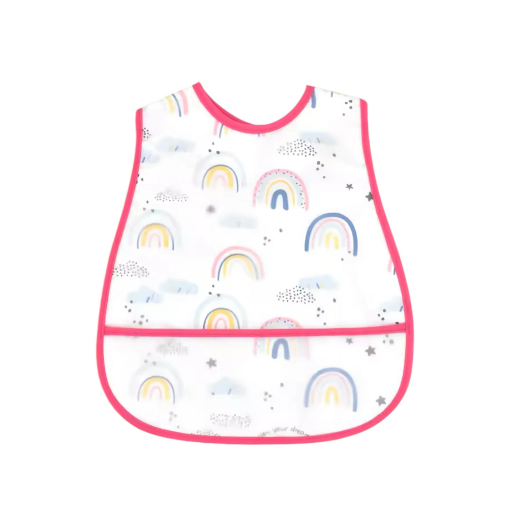 Baby bib — Over the Rainbow Waterproof Baby Smock Bib Short Sleeve on white background