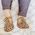 Cheetah Calf Hair Leather Baby T Bar Shoe — baby shoes size and scale reference