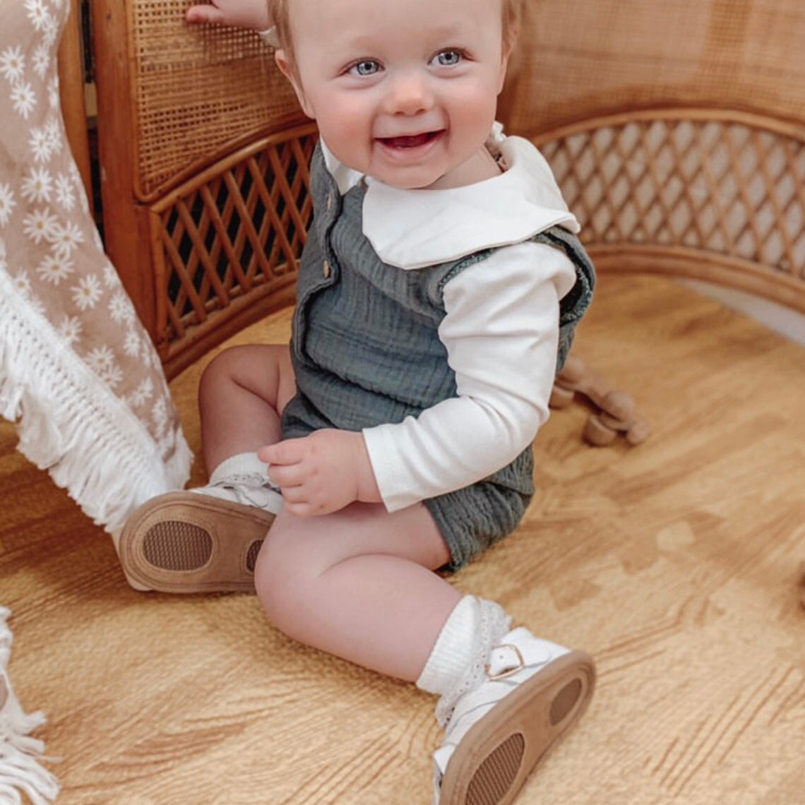 White Leather Baby Sandal — baby sandals product styling