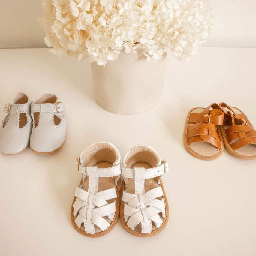 White Leather Baby Sandal — baby sandals gift-ready packaging and presentation