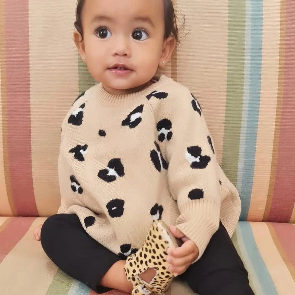 Cheetah Calf Hair Leather Baby T Bar Shoe — baby shoes colour swatch detail