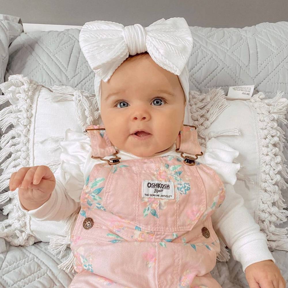 Bowie Double Bow Baby Headband in White — baby headband gift-ready packaging and presentation